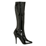 Black varnished patent boots 13 cm SEDUCE-2000 pointed toe stiletto boots