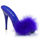 Blau 13 cm POISE-501F Mules Schuhe mit Marabou Federn - Plüsch