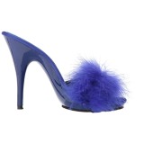 Blau 13 cm POISE-501F Mules Schuhe mit Marabou Federn - Plüsch