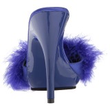 Blau 13 cm POISE-501F Mules Schuhe mit Marabou Federn - Plüsch