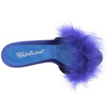 Blau 13 cm POISE-501F Mules Schuhe mit Marabou Federn - Plüsch