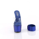 Blau 18 cm 712RS pleaser high heels mit knöchelmanschette strass plateau