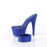 Blau 18 cm 712RS pleaser high heels mit knöchelmanschette strass plateau