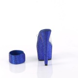 Blau 18 cm 712RS pleaser high heels mit knöchelmanschette strass plateau