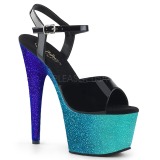 Blau 18 cm ADORE-709OMBRE glitter plateau sandaletten