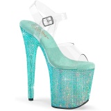 Blau 20 cm 808RRS pole dance high heels schuhe strass plateau