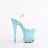 Blau 20 cm 808RRS pole dance high heels schuhe strass plateau