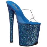 Blau 20 cm FLAMINGO-801LG glitter plateau pantoletten damen