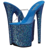 Blau 20 cm FLAMINGO-801LG glitter plateau pantoletten damen