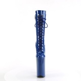 Blau Lackleder 25,5 cm BEYOND-1050 schnürstiefelette high heels - extreme plateaustiefeletten