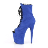 Blau faux suede 20 cm FLAMINGO-1021FS pole dance ankle boots