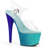 Blau glitter 18 cm Pleaser ADORE-708OMBRE pole dance high heels schuhe