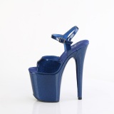 Blaue 20 cm FLAMINGO-809GP glitter plateau high heels sandaletten