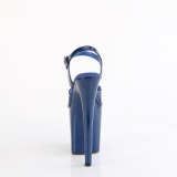 Blaue 20 cm FLAMINGO-809GP glitter plateau high heels sandaletten