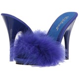 Blue 13 cm POISE-501F Marabou Feathers Mules Shoes
