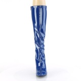 Blue varnished patent boots 13 cm SEDUCE-2000 pointed toe stiletto boots