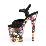 Blumen Muster 20 cm FLAMINGO-809WR Plateau High Heels