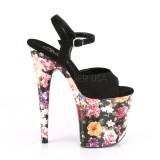 Blumen Muster 20 cm FLAMINGO-809WR Plateau High Heels