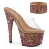 Bronze 18 cm 712RS pleaser high heels mit knöchelmanschette strass plateau