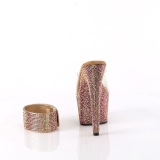 Bronze 18 cm 712RS pleaser high heels mit knöchelmanschette strass plateau