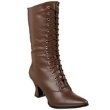 Brown 7 cm VICTORIAN-120 Lace Up Ankle Calf Women Boots