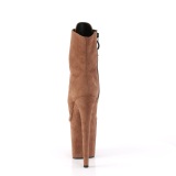 Brown faux suede 20 cm FLAMINGO-1021FS Pole dancing ankle boots