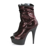 Burgundy 15 cm DELIGHT-1008SQ damen stiefeletten mit pailletten