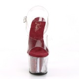 Burgundy 18 cm SKY-308G-T glitter platform sandals shoes