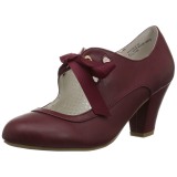 Burgundy 6,5 cm WIGGLE-32 retro vintage cuben heels maryjane pumps