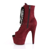 Burgundy faux suede 18 cm ADORE-1021FS Pole dancing ankle boots