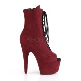 Burgundy faux suede 18 cm ADORE-1021FS Pole dancing ankle boots