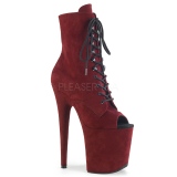 Burgundy faux suede 20 cm FLAMINGO-1021FS Pole dancing ankle boots