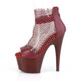 Burgundy high heels 18 cm ADORE-765RM glitter plateau high heels