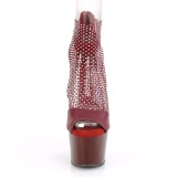 Burgundy high heels 18 cm ADORE-765RM glitter plateau high heels