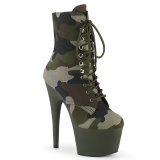 Camoflash Leinenstoff 18 cm ADORE-1020CAMO pleaser stiefeletten mit plattform