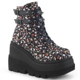 Canvas 11,5 cm SHAKER-52ST goth ankle boots wedge platform