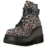 Canvas 11,5 cm SHAKER-52ST goth ankle boots wedge platform