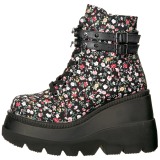 Canvas 11,5 cm SHAKER-52ST goth ankle boots wedge platform