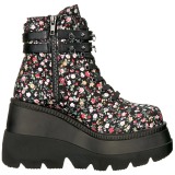 Canvas 11,5 cm SHAKER-52ST goth ankle boots wedge platform