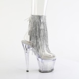 Clear 18 cm SPECTATOR-1017RSF fringe ankle boots high heels