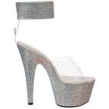 Clear Rhinestone 18 cm BEJEWELED-712RS Platform High Heeled Sandal