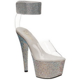 Clear Rhinestone 18 cm BEJEWELED-712RS Platform High Heeled Sandal