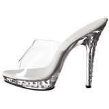 Clear Rhinestone Platform 13 cm LIP-101SDT Women Mules Shoes