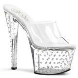 Durchsichtig Strass Platform 18 cm STARDUST-701 Damen Mules Schuhe