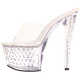 Durchsichtig Strass Platform 18 cm STARDUST-701 Damen Mules Schuhe