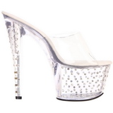 Durchsichtig Strass Platform 18 cm STARDUST-701 Damen Mules Schuhe