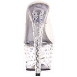 Durchsichtig Strass Platform 18 cm STARDUST-701 Damen Mules Schuhe