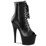 Echtes Leder 18 cm ADORE-1021 platform peeptoe boots schwarz