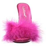 Fuchsia 13 cm POISE-501F Marabou Feathers Mules Shoes