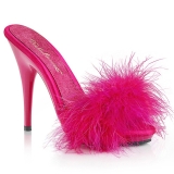 Fuchsia 13 cm POISE-501F Mules Schuhe mit Marabou Federn - Plüsch